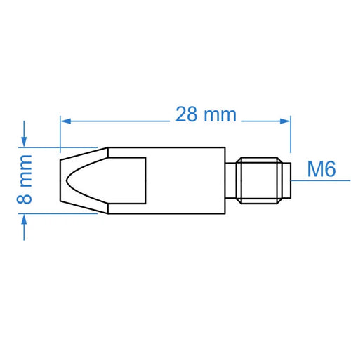 Contacttip aluminium MB25 1.0 - M6x8x28 - set 5 stuks