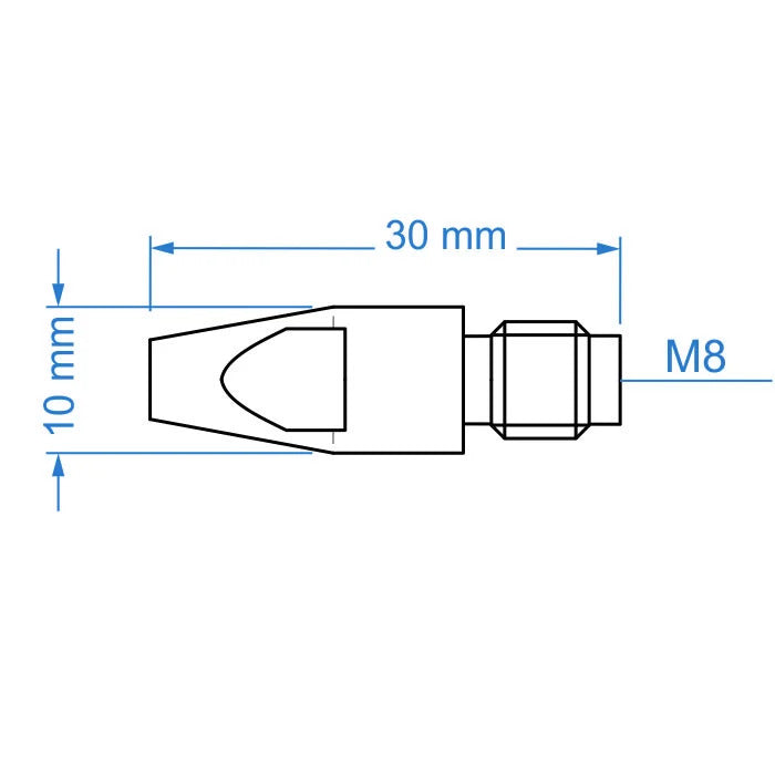 Contacttip MB36 MB401 MB501 1.0 mm M8x10x30 CuCrZr - Set van 5 stuks